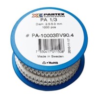 PA1-RBW.2 Partex PA1 Black on White No.2 Marker Suitable for 0.75 - 4mm2 Cable Reel of 1000 Markers