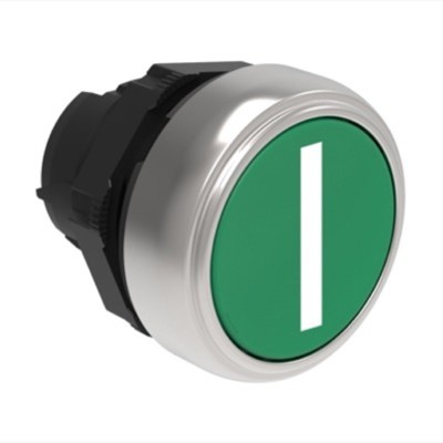 LPCB1113 Lovato Electric Platinum Green Flush Pusbutton with &#039;I&#039; Actuator 22.5mm Spring Return