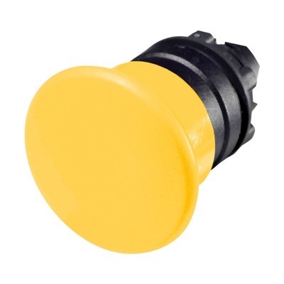 ZB5AC5 Schneider Harmony XB5 Yellow 40mm Mushroom Head Pushbutton Actuator 22.5mm Spring Return Dark Grey Plastic Bezel