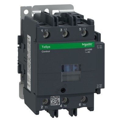 LC1D95B7 Schneider TeSys D Contactor 3 Pole 95A AC3 45kW 1 x N/C Auxiliary &amp; 1 x N/O Auxiliary 24VAC Coil