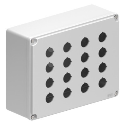 LPZM16CA8 Lovato LPZM 16 Multihole Empty Metal Enclosure for 22.5mm Control Actuators IP66/IP67 Grey Lid