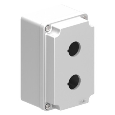 LPZM2A8 Lovato Electric LPZM 2 Hole Empty Metal Enclosure for 22.5mm Control Actuators IP66/IP67 Grey Lid