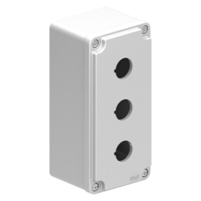 LPZM3A8 Lovato Electric LPZM 3 Hole Empty Metal Enclosure for 22.5mm Control Actuators IP66/IP67 Grey Lid