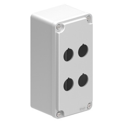 LPZM4CA8 Lovato LPZM 4 Multihole Empty Metal Enclosure  for 22.5mm Control Actuators IP66/IP67 Grey Lid