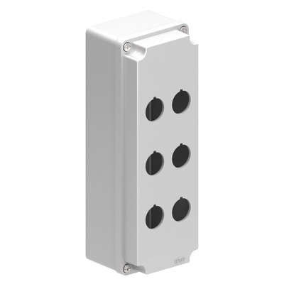 LPZM6CA8 Lovato LPZM 6 Multihole Empty Metal Enclosure  for 22.5mm Control Actuators IP66/IP67 Grey Lid