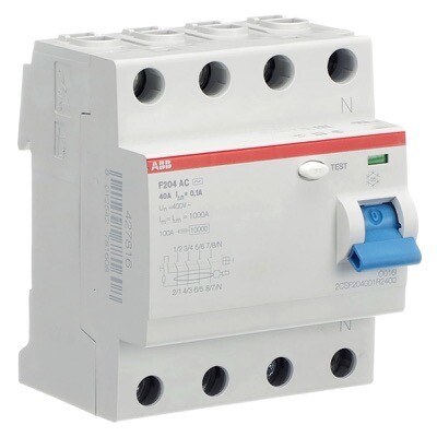 F204 A-80/0.1 ABB F200 RCCB 80A 4 Pole 100mA Type A