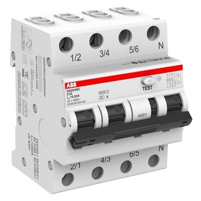 ABB DS203NC Series 3P+N RCBO