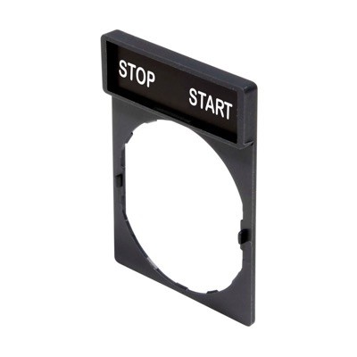 ZBY2366 Schneider Harmony Legend Holder for 22mm Units White Text on Black Marked &#039;STOP-START&#039;