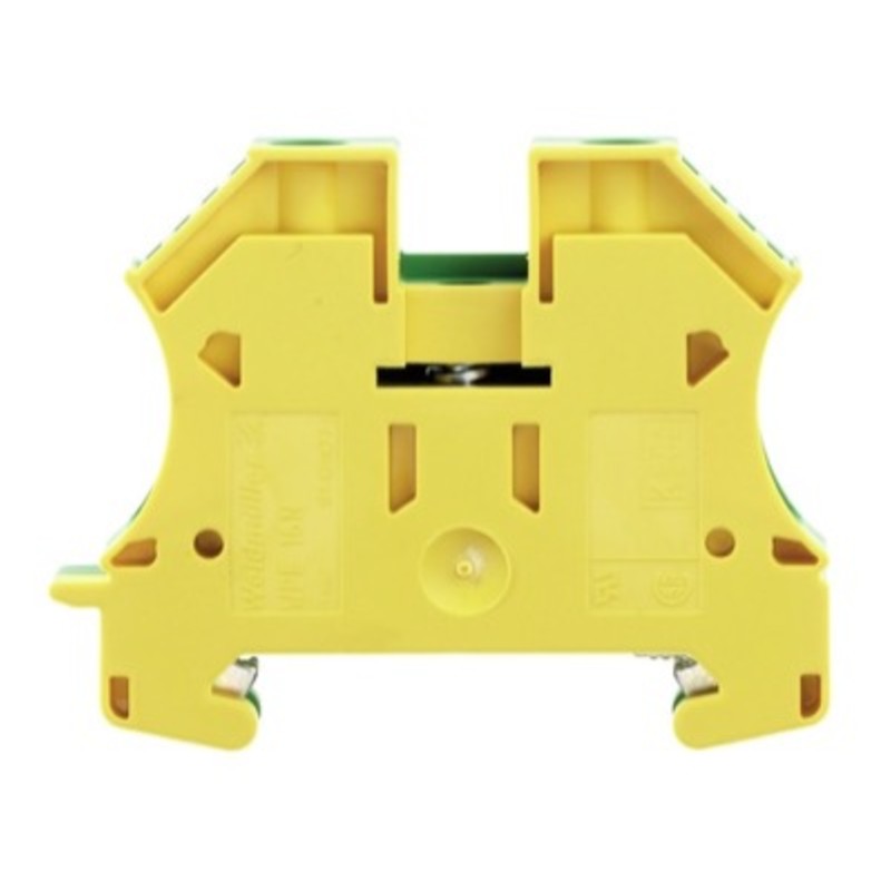 1019100000 Weidmuller W Series 16mm Earth DIN Rail Terminal for TS35 Rail Green/Yellow WPE16N