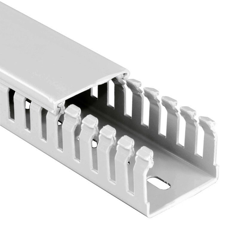 10450055Y Betaduct PVC Open Slot Trunking 50W x 100H Grey RAL7030 Box of 8 Metres (4 Lengths) 