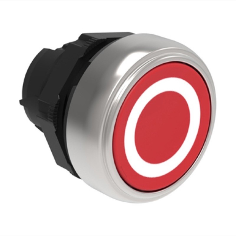 LPCB1104 Lovato Electric Platinum Red Flush Pushbutton with &#039;O&#039; Actuator 22.5mm Spring Return