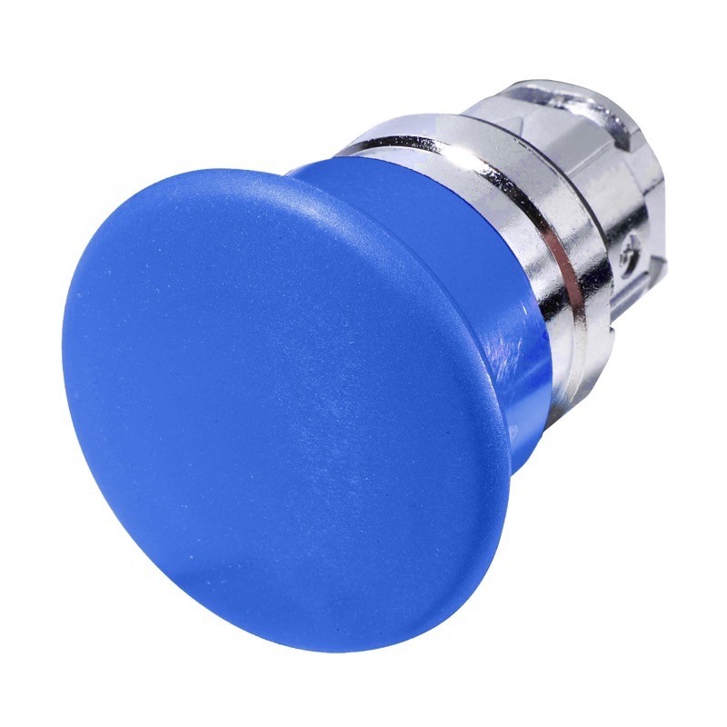 ZB4BC6 Schneider Harmony XB4 Blue 40mm Mushroom Head Pushbutton Actuator 22.5mm Spring Return Chrome Bezel