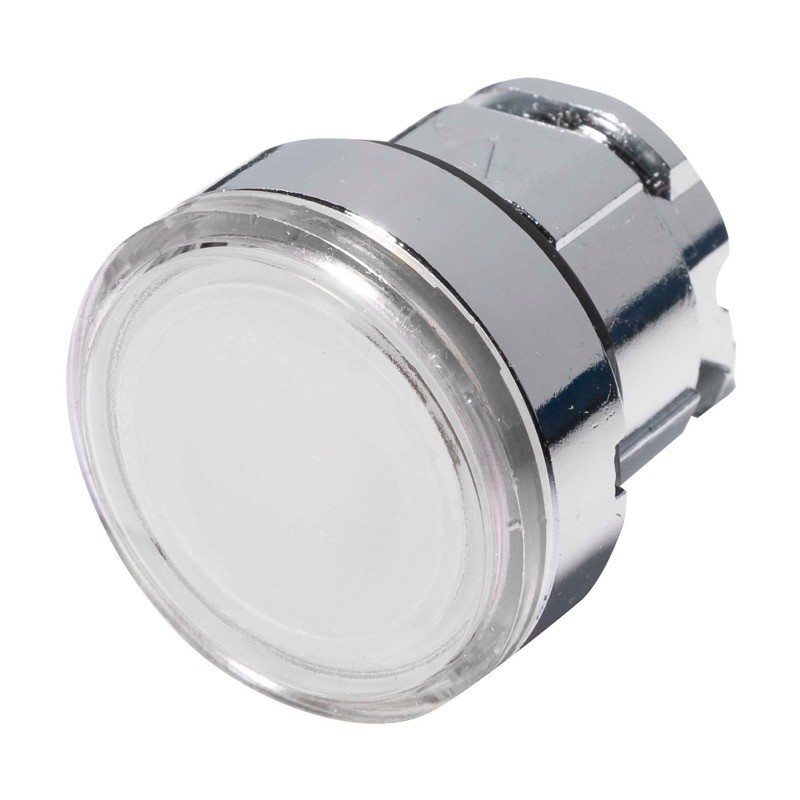 ZB4BW37 Schneider Harmony XB4 Clear Flush Illuminated Pushbutton Actuator for use with BA9s lamp 22.5mm Spring Return Chrome Bezel