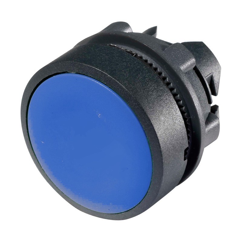 ZB5AA6 Schneider Harmony XB5 Blue Pushbutton Actuator 22.5mm Spring Return Dark Grey Plastic Bezel