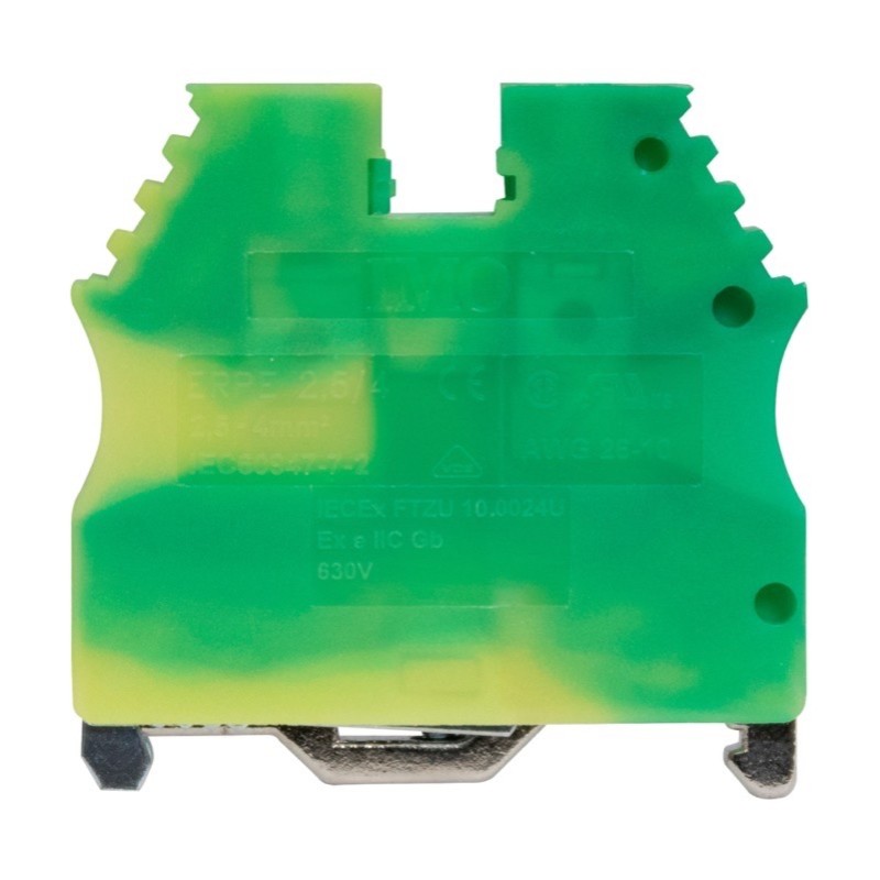 ERPE2.5/4 IMO ER 4mm Earth DIN Rail Terminal for TS35 Rail Single Feed Through Green/Yellow