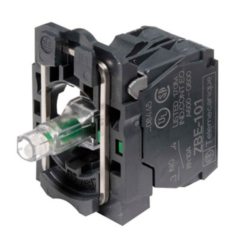 ZB5AW0B41 Schneider Electric Harmony XB5 Red Light Block with Fixing Collar &amp; 1 x N/O Contact Integral 24V AC/DC LED