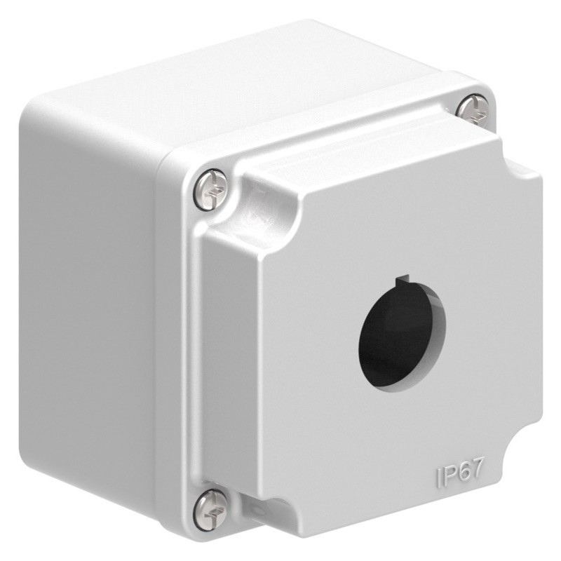 LPZM1A8 Lovato LPZM 1 Hole Empty Metal Enclosure for 22.5mm Control Actuators IP66/IP67 Grey Lid