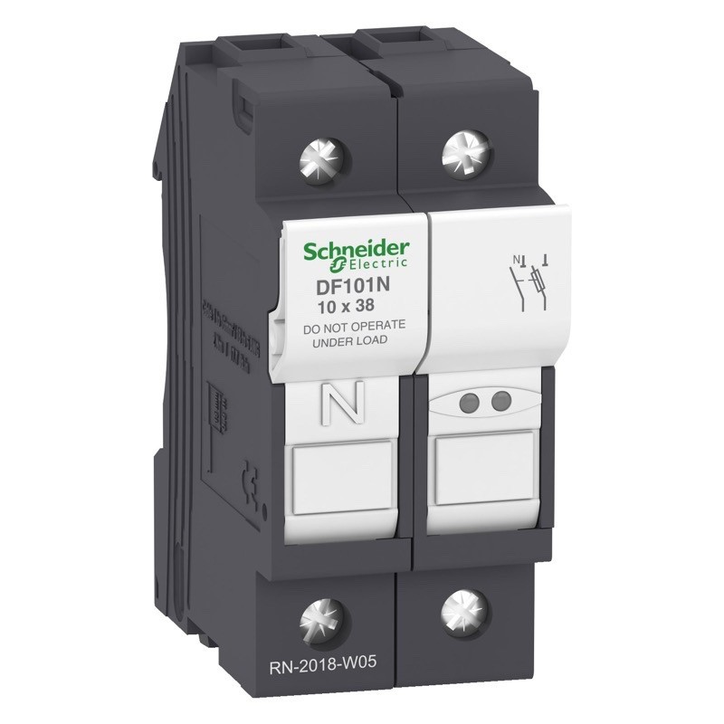 DF101N Schneider TeSys DF 10 x 38mm 32A Single Pole &amp; Neutral Fuse Carrier