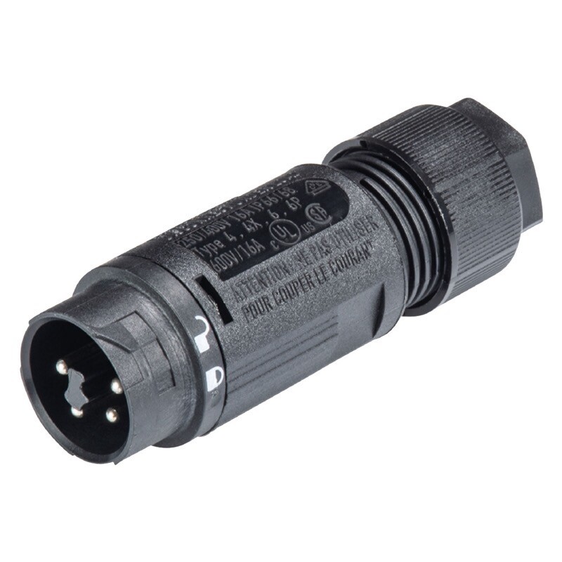 46.052.4554.1 Wieland RST Mini 4 Pole Male Connector Suitable for Cable 7.1 - 13mm 16A 250/400V RST16I5/4S S1 ZT6 SW