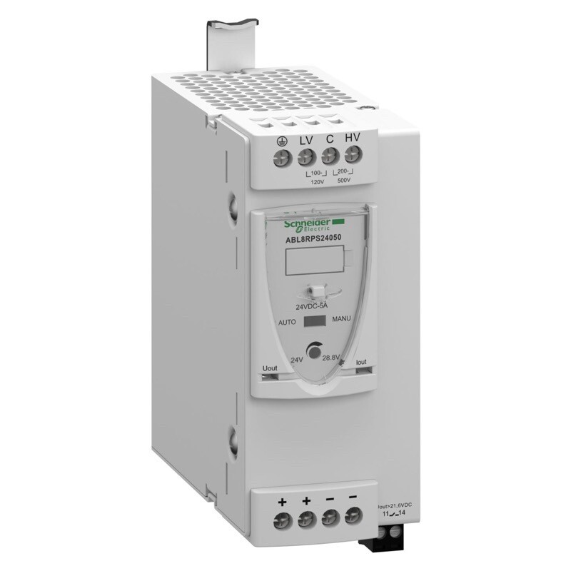 ABL8RPS24050 Schneider Modicon Regulated SMPS 1 or 2-phase 100..500V 24V 5A