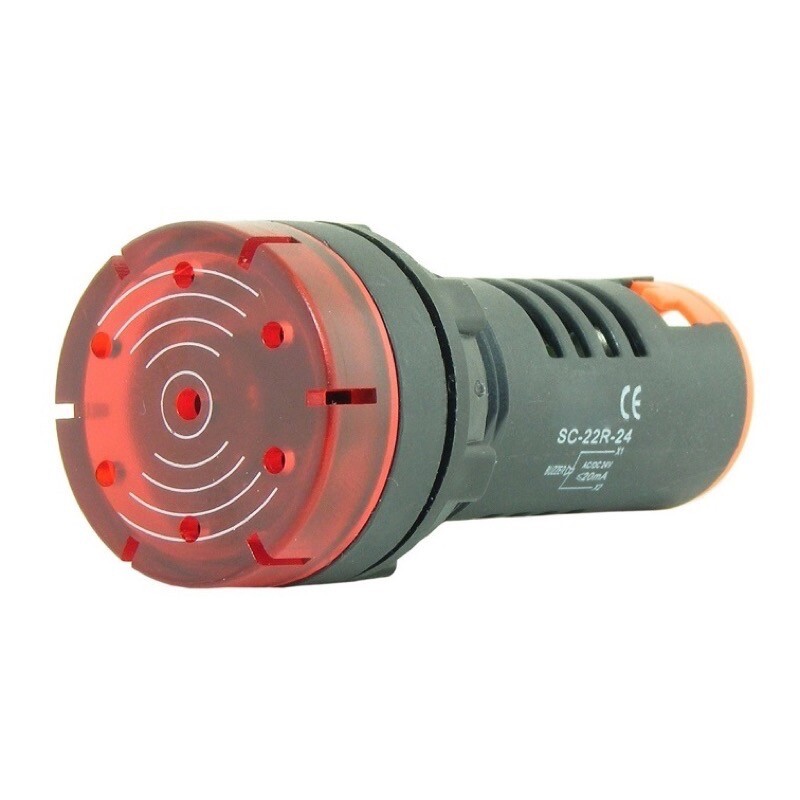 SP-22R-12 22.5mm Pulsating Alarm 12VAC/DC with Red Flashing LED