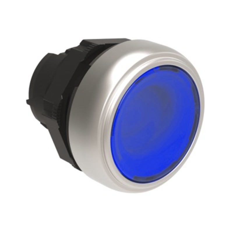 LPCBL106 Lovato Platinum Illuminated Blue Flush Pushbutton Actuator 22.5mm Spring Return